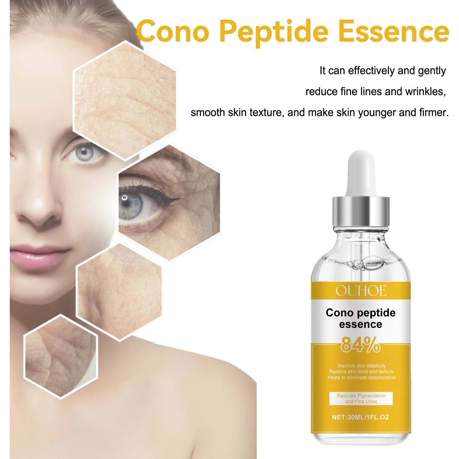 QARE Cono Peptide Essence, Moisturizing Facial Fine Lines Smooth Skin Moisturizing Essence